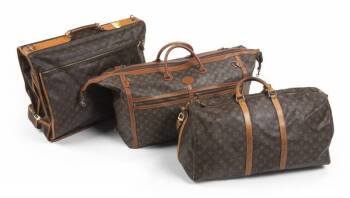 EVANDER HOLYFIELD GROUP OF THREE LOUIS VUITTON TRAVEL BAGS