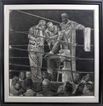 EVNANDER HOLYFIELD "THE CORNER" CHARCOAL STUDY