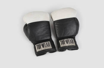 EVANDER HOLYFIELD 1983 NATIONAL SPORTS FESTIVAL FIGHT WORN GLOVES