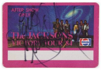 MICHAEL JACKSON SIGNED "VICTORY" BACKSTAGE PASS