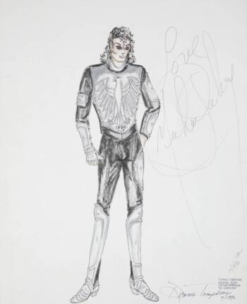 MICHAEL JACKSON SIGNED COSTUME SKETCH