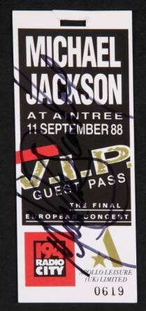 MICHAEL JACKSON SIGNED V.I.P. GUEST PASS