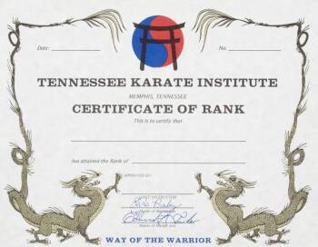 ELVIS PRESLEY ENDORSED KARATE INSTITUTE CERTIFICATE •