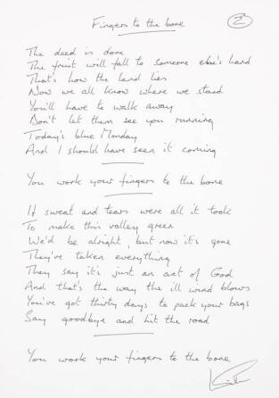 IAN GILLAN HANDWRITTEN AND SIGNED DEEP PURPLE LYRICS