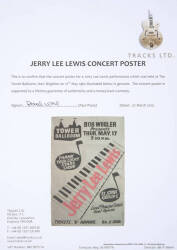 JERRY LEE LEWIS CONCERT POSTER • - 2