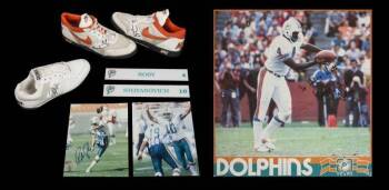 MIAMI DOLPHINS KICKERS GAME WORN CLEATS AND EPHEMERA