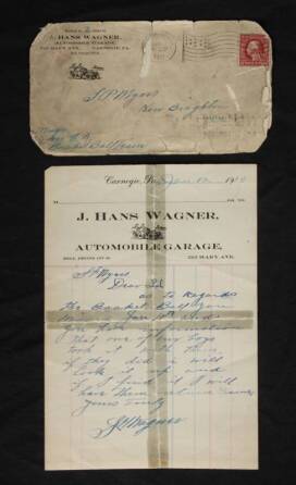 HONUS WAGNER 1911 HAND WRITTEN AND SIGNED LETTER