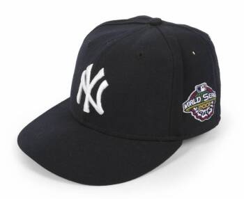 DEREK JETER 2001 NEW YORK YANKEES WORLD SERIES GAME WORN HAT