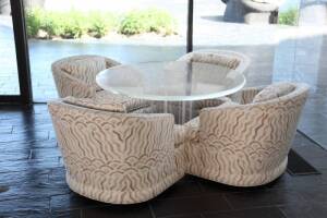 FOUR UPHOLSTERED TUB CHAIRS