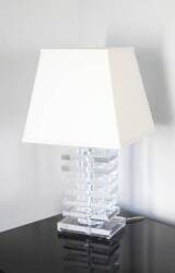 PAIR OF KARL SPRINGER STYLE SQUARE ACRYLIC TABLE LAMPS - 2