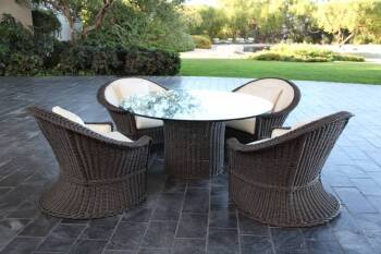 PAINTED WICKER DINING SET
