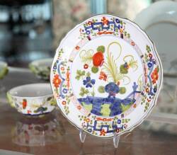 ITALIAN MAJOLICA "BLUE CARNATION" PARTIAL DINNERWARE SERVICE