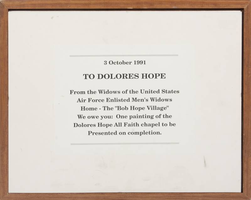 GROUP OF FRAMED ITEMS GIFTED TO BOB AND DOLORES HOPE