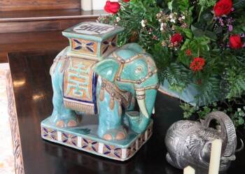 ASIAN PAINTED CERAMIC ELEPHANT