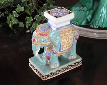 TWO SOUTHEAST ASIAN ELEPHANT DECORATIVE ITEMS