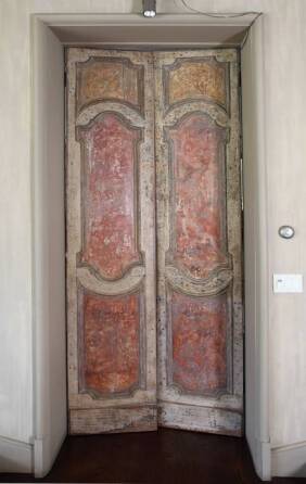 PAIR OF ANTIQUE PAINTED WOODEN DOORS