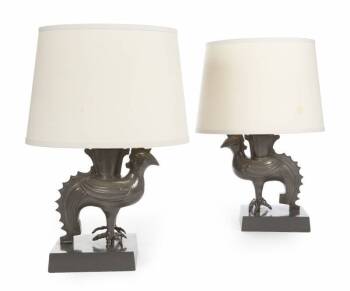 PAIR OF METAL BIRD FORM TABLE LAMPS *