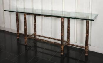 McGUIRE BAMBOO AND GLASS CONSOLE TABLE