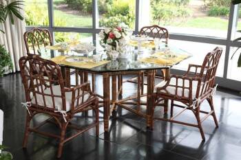 McGUIRE BAMBOO AND GLASS TABLE