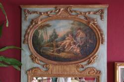 SCENIC PAINTED AND GILT TRUMEAU MIRROR - 2