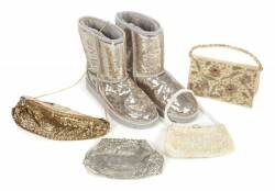 PHYLLIS DILLER METALLIC CLOTHING, PURSES, AND BOOTS - 4