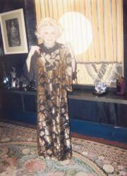 PHYLLIS DILLER BLACK AND GOLD FLORAL GOWN - 2