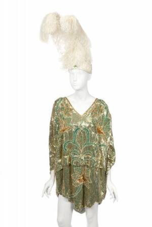 PHYLLIS DILLER SEQUINED DRESSES AND FEATHER HATS
