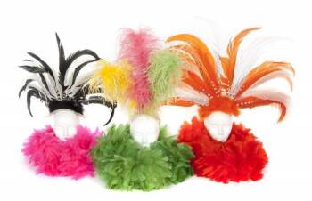 PHYLLIS DILLER FEATHER HEADDRESSES AND BOAS