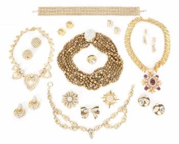 PHYLLIS DILLER GOLD AND CRYSTAL COSTUME JEWELRY