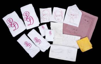 PHYLLIS DILLER HAND DRAWN AND SIGNED NAPKINS