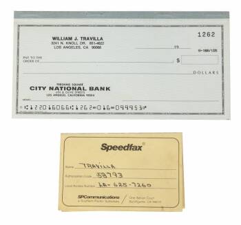 TRAVILLA CHECKBOOK AND SPEEDFAX CARD