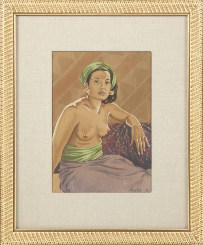 TRAVILLA NUDE PACIFIC ISLANDER PAINTING