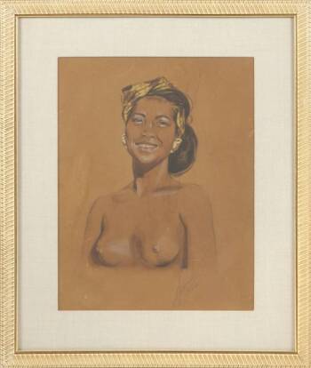 TRAVILLA NUDE PACIFIC ISLANDER PAINTING