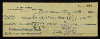 STAN LAUREL SIGNED CHECK