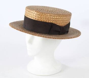 STAN LAUREL STRAW BOATER HAT FROM THE LUCKY DOG