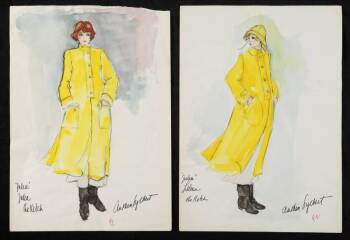 JANE FONDA AND VANESSA REDGRAVE COSTUME DESIGN SKETCHES