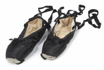 CYD CHARISSE BLACK SATIN BALLET SLIPPERS