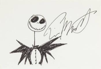 TIM BURTON JACK SKELLINGTON SIGNED DRAWING