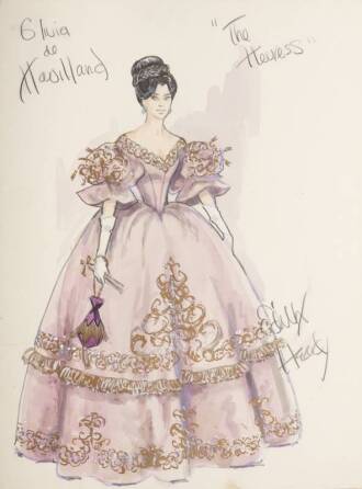 OLIVIA de HAVILLAND THE HEIRESS COSTUME SKETCH BY EDITH HEAD