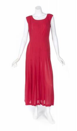 ELIZABETH TAYLOR SILK CHIFFON PLEATED DRESS