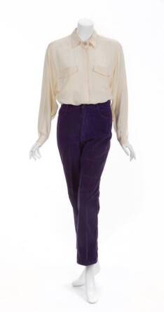 ELIZABETH TAYLOR VALENTINO TROUSERS WITH A SILK BLOUSE