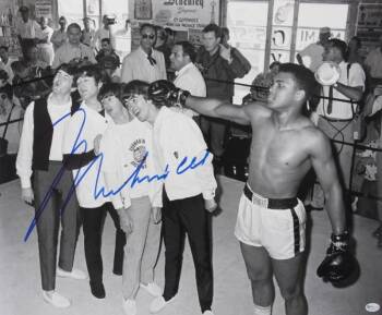MUHAMMAD ALI SIGNED PHOTOGRAPH WITH THE BEATLES
