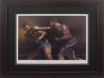JOE LOUIS AND MAX SCHMELING SIGNED LITHOGRAPH