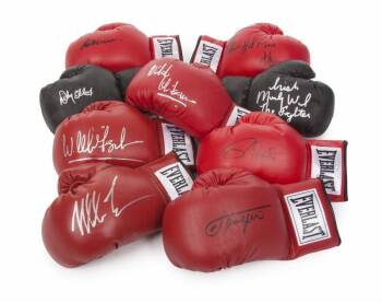 BOXING CHAMPIONS ARCHIVE OF SIGNED BOXING GLOVES AND TRUNKS