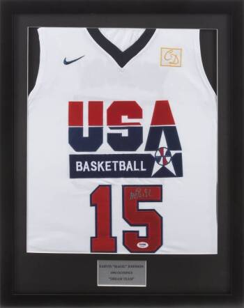 MAGIC JOHNSON SIGNED 1992 OLYMPICS USA BASKETBALL JERSEY