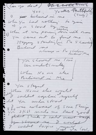 CHRISSIE HYNDE HANDWRITTEN LYRICS