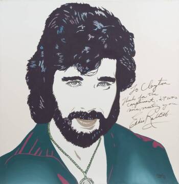 EDDIE RABBITT SIGNED CLAYTON LEFEVRE PAINTING