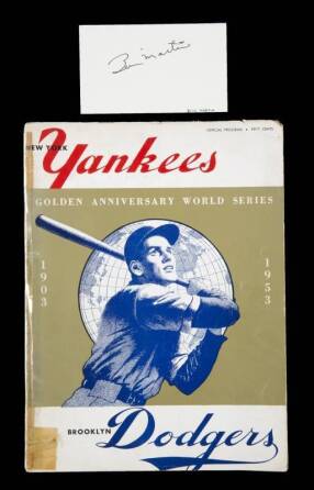 BILLY MARTIN SIGNED 1953 WORLD SERIES PROGRAM AND INDEX CARD