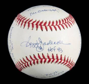 REGGIE JACKSON SIGNED AND MULTI-INSCRIBED LIMITED EDITION STAT BALL BASEBALL