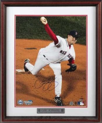 CURT SCHILLING SIGNED LIMITED EDITION 2004 WORLD SERIES PHOTOGRAPH